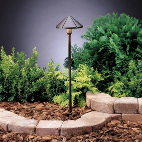 Six Groove One Light Path & Spread Textured Architectural BronzeDecorative outdoor post lights