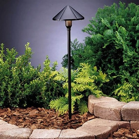 Six Groove One Light Path & Spread Textured BlackDecorative outdoor post lights