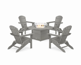 South Beach 5-Piece Folding Adirondack Fire Chat Setoutdoor patio dining furniture set