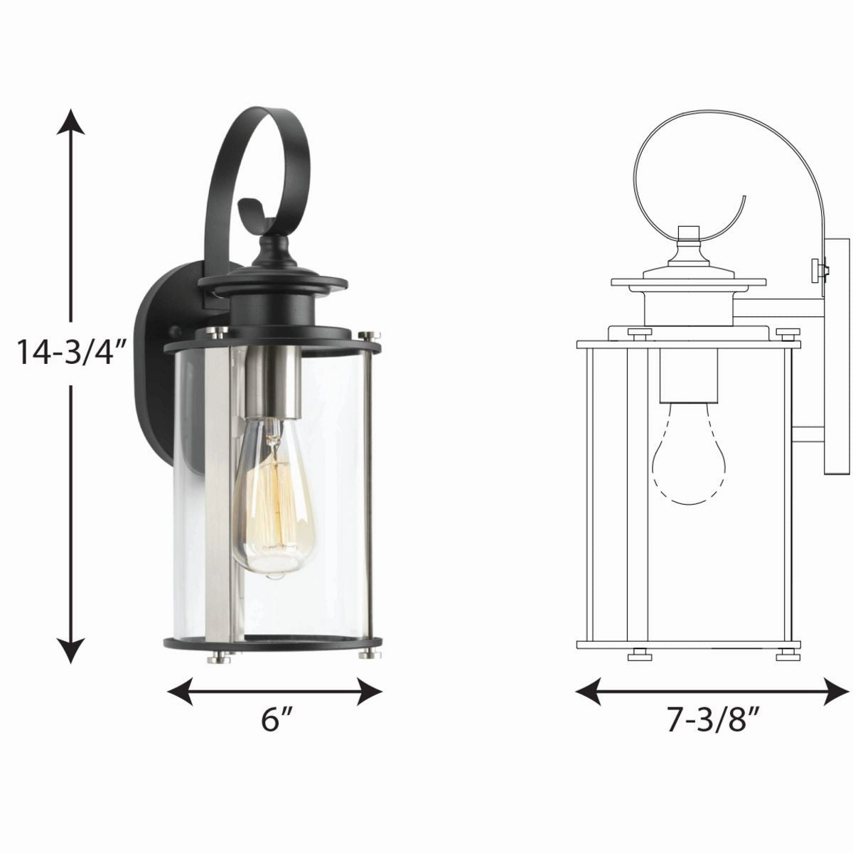 Squire One Light Wall Lantern Black