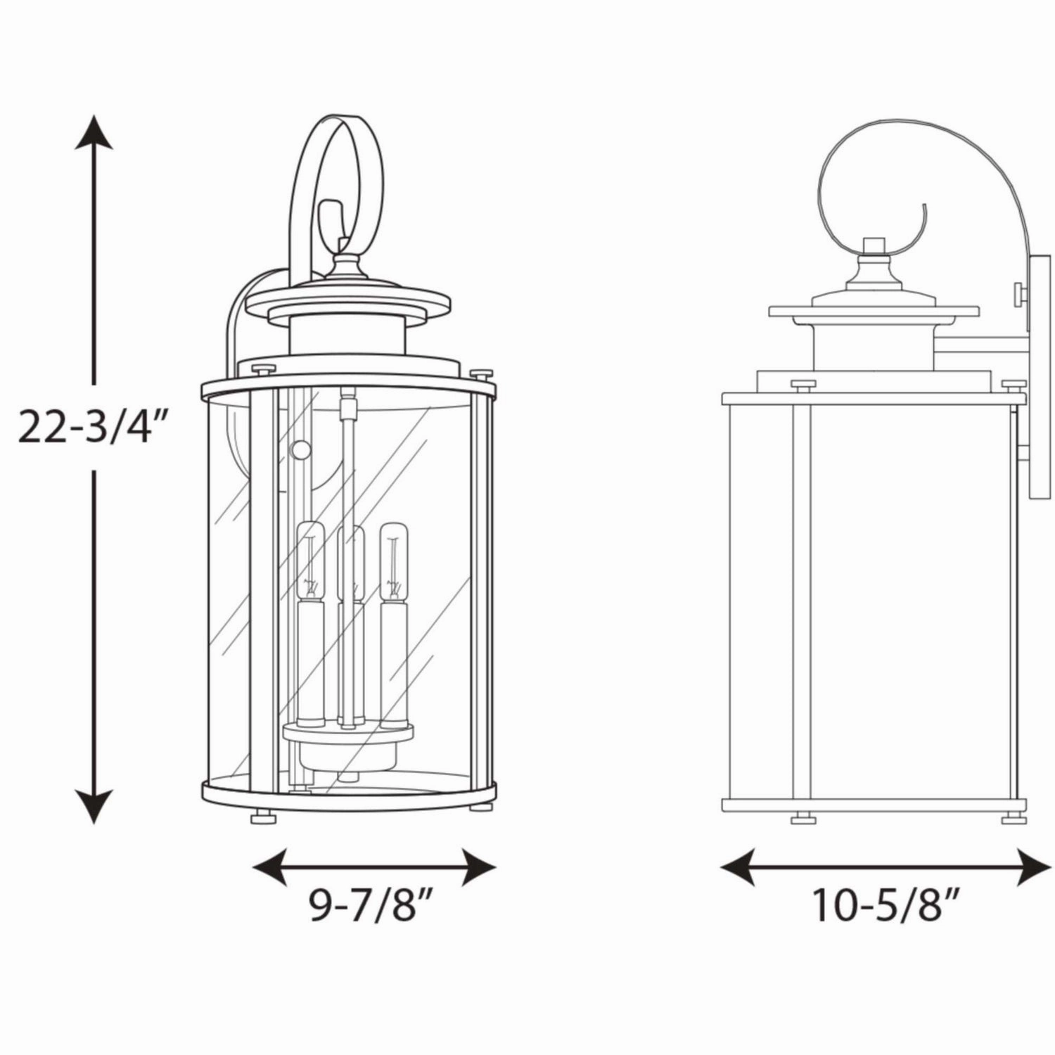 Squire Three Light Large Wall Lantern Black