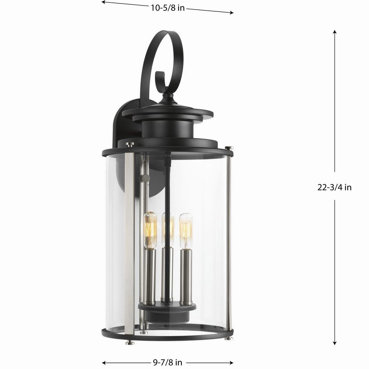 Squire Three Light Large Wall Lantern Black