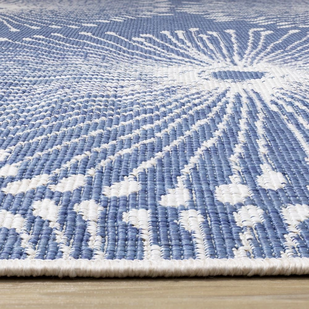 Summer Breeze 6'7" x 9'6" Outdoor Reversible Dandelion Wish Rug - Blue, White