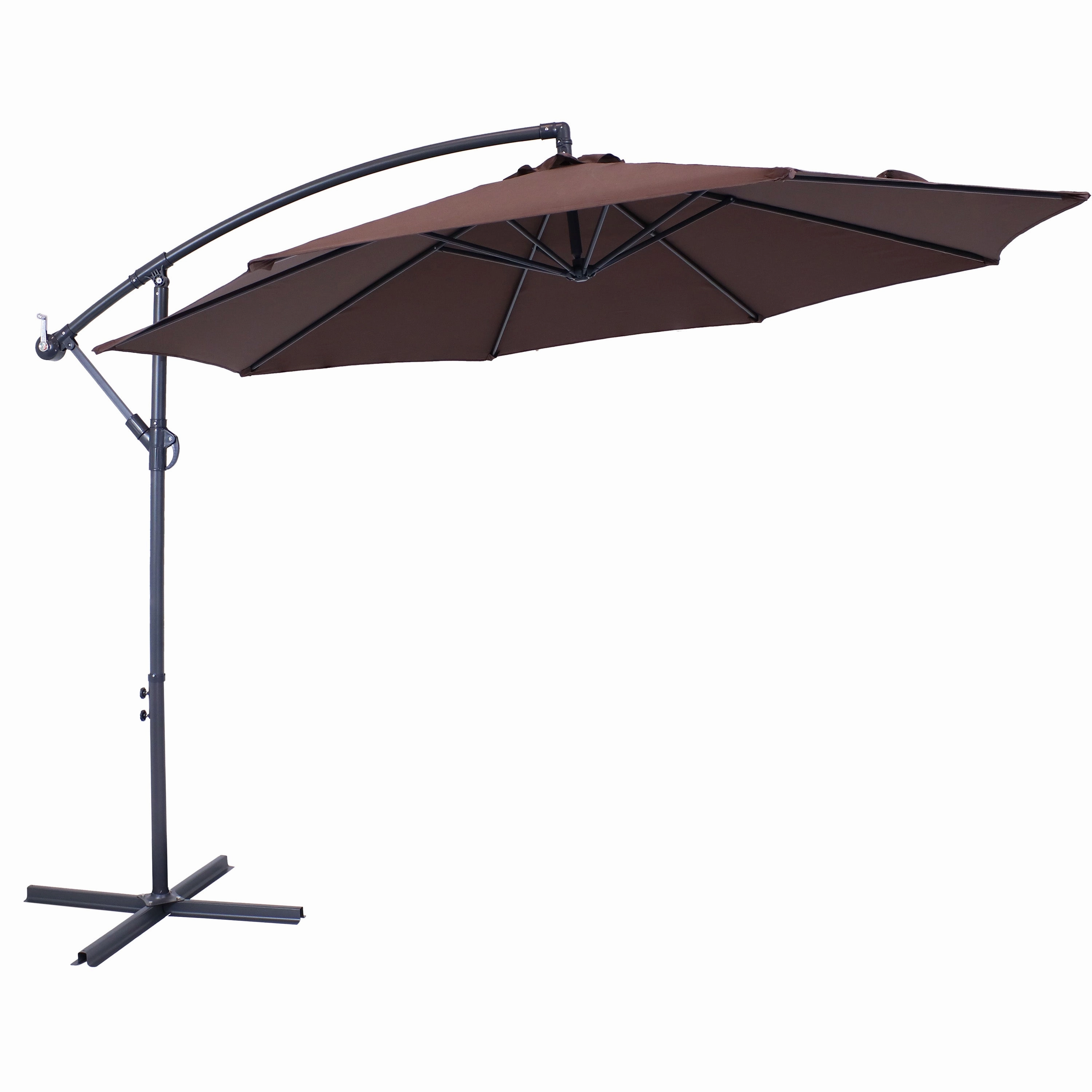 Sunnydaze 10' Offset Patio Umbrella with Cantilever and Cross Base