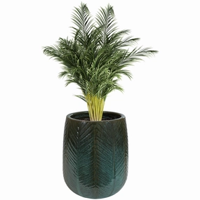 Sunnydaze 10" Ceramic Plant Pot - Dark Olive Chevron Pattern decorative outdoor planter box designs
