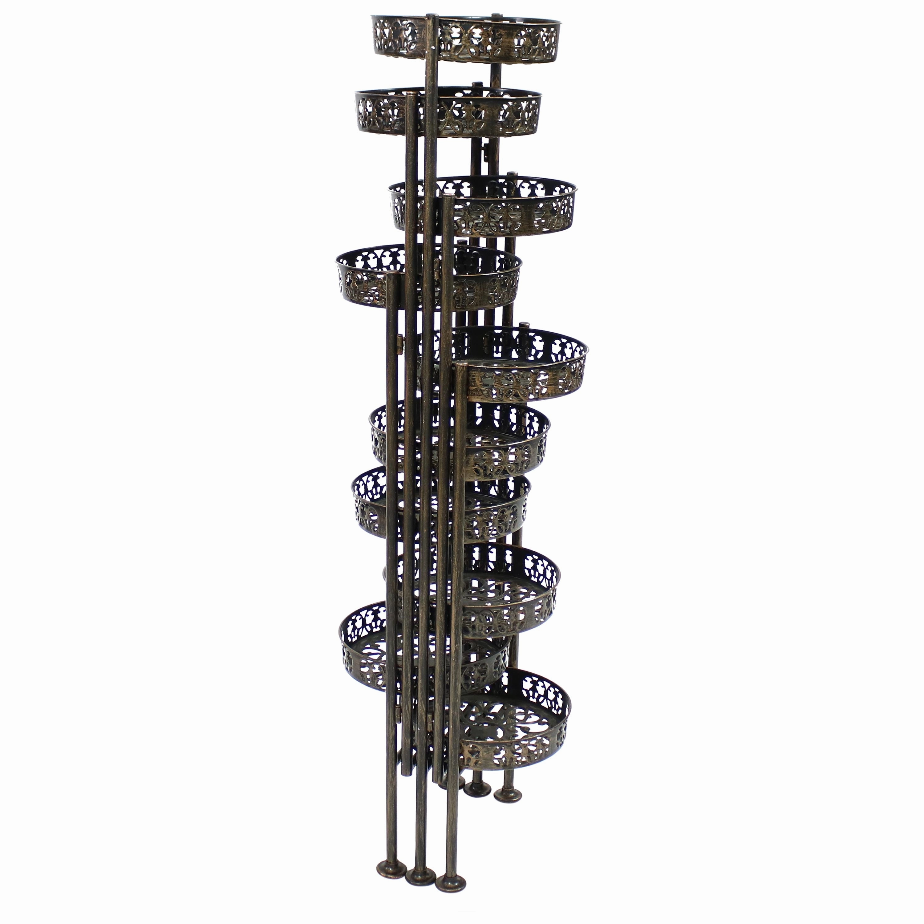 Sunnydaze 10-Tier Bronze Steel Indoor and Outdoor Folding Plant Stand - 46"