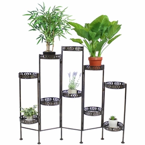 Sunnydaze 10-Tier Bronze Steel Indoor and Outdoor Folding Plant Stand - 46" decorative outdoor planter box designs