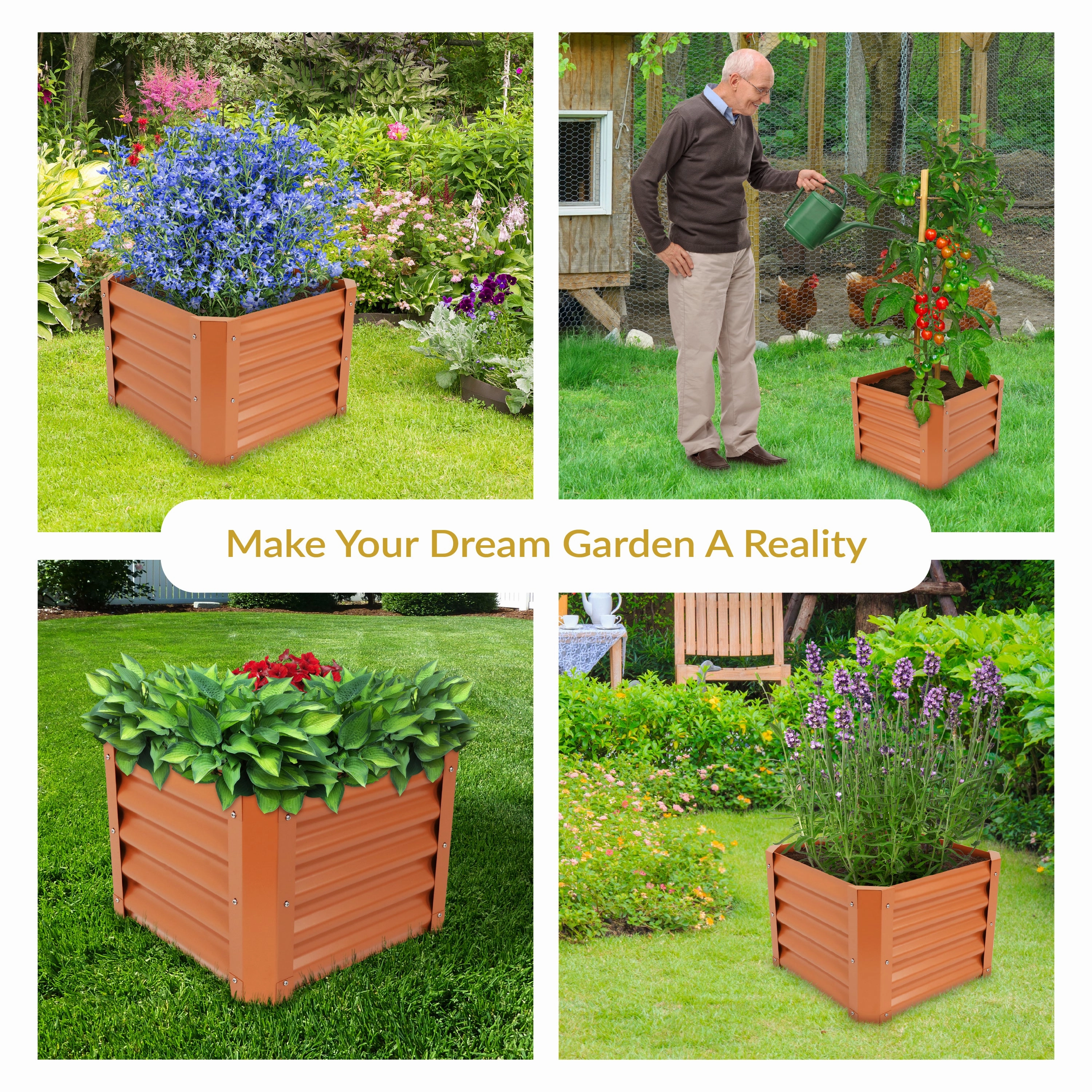Sunnydaze 22" Square Steel Raised Garden Bed