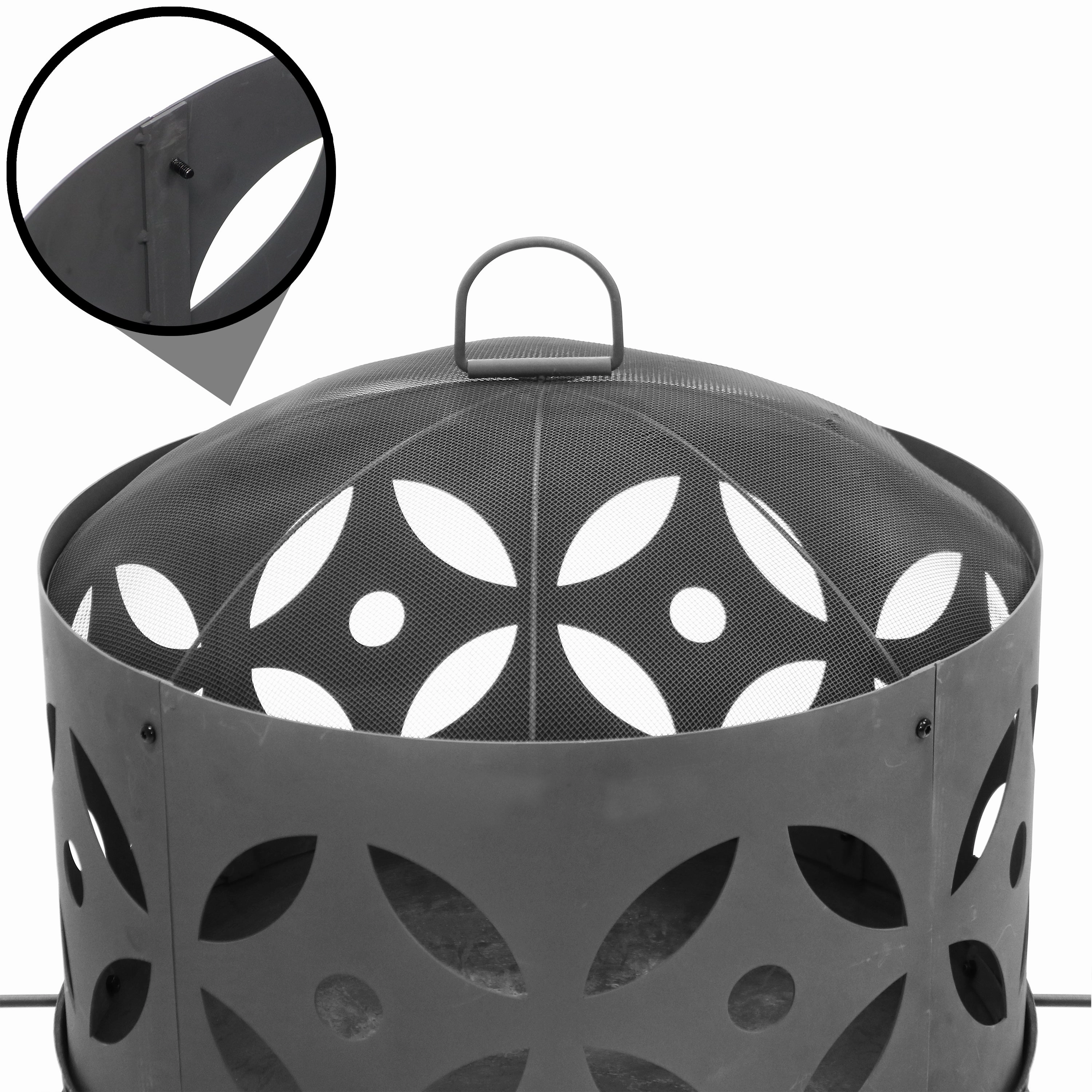 Sunnydaze 26" Retro Fireplace Cast Iron Fire Pit with Spark Screen