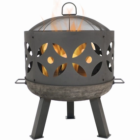 Sunnydaze 26" Retro Fireplace Cast Iron Fire Pit with Spark Screenportable outdoor fire pit with lid