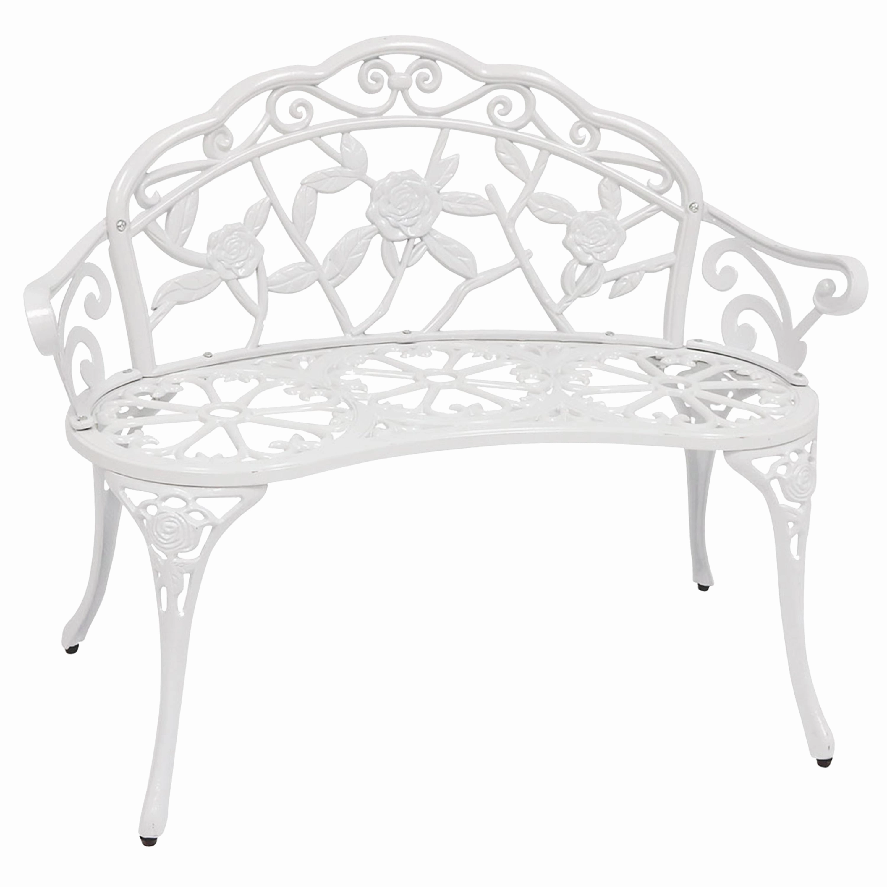 Sunnydaze 2-Person Cast Aluminum Classic Rose Garden Bench - Whiteoutdoor patio furniture set