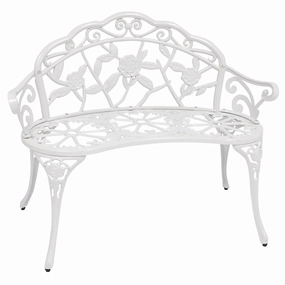 Sunnydaze 2-Person Cast Aluminum Classic Rose Garden Bench - Whiteoutdoor patio furniture set
