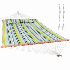 Sunnydaze 2-Person Quilted Fabric Double Hammock with Pillow double size outdoor hammock for couples