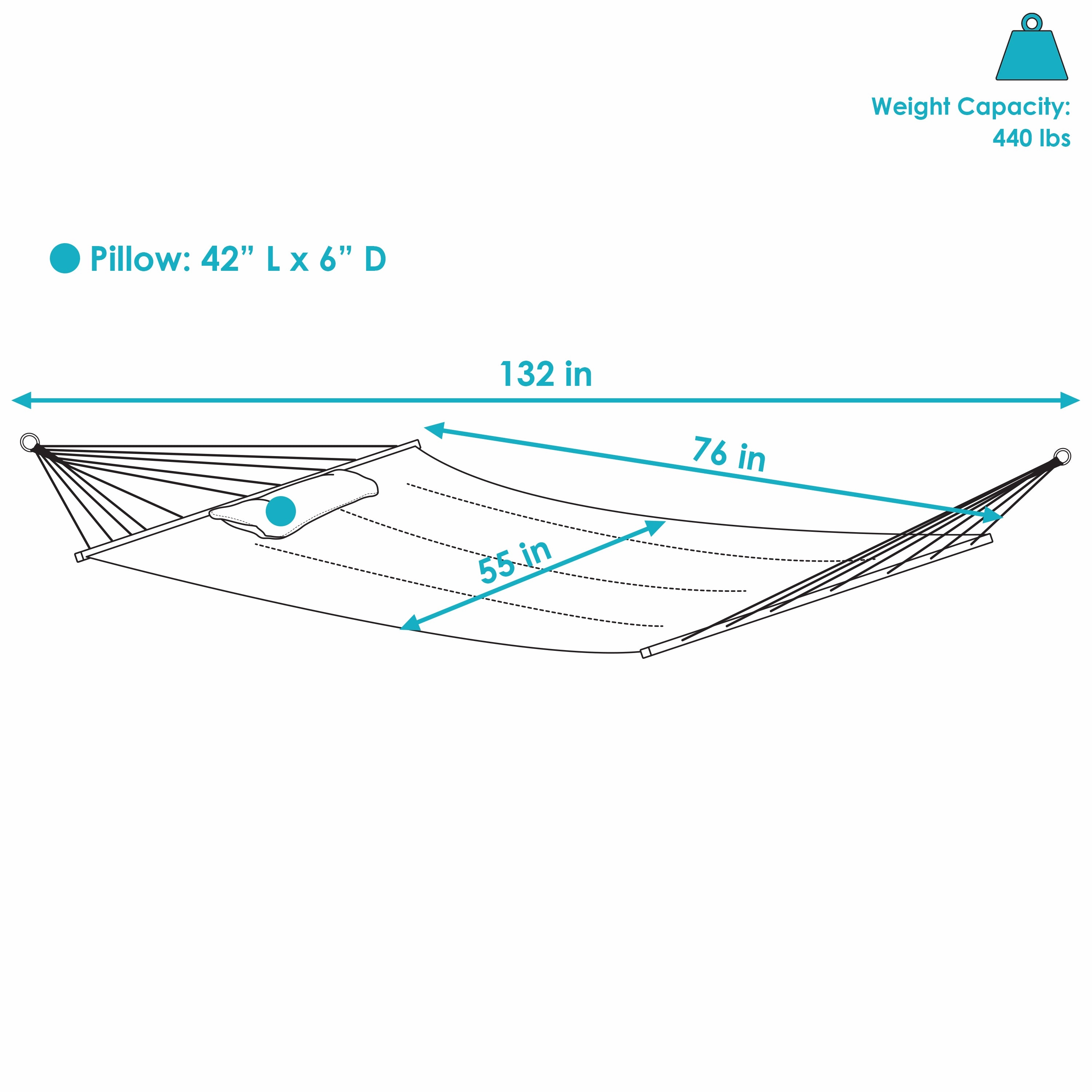 Sunnydaze 2-Person Quilted Hammock with Bolster Pillow
