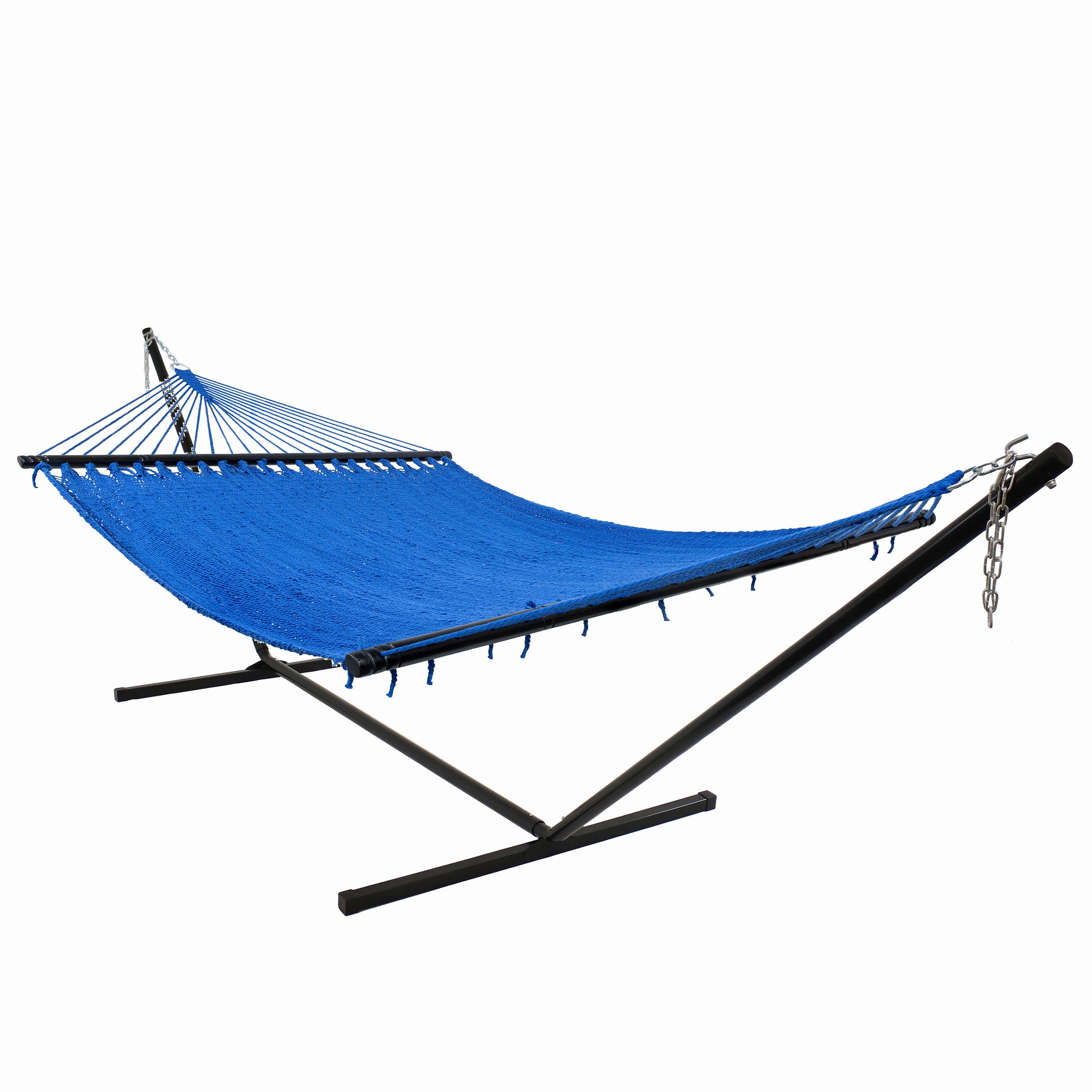 Sunnydaze 2-Person Soft-Spun Polyester Rope Hammock with Stand