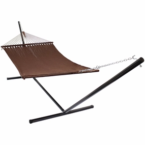Sunnydaze 2-Person Soft-Spun Polyester Rope Hammock with Stand double size outdoor hammock for couples
