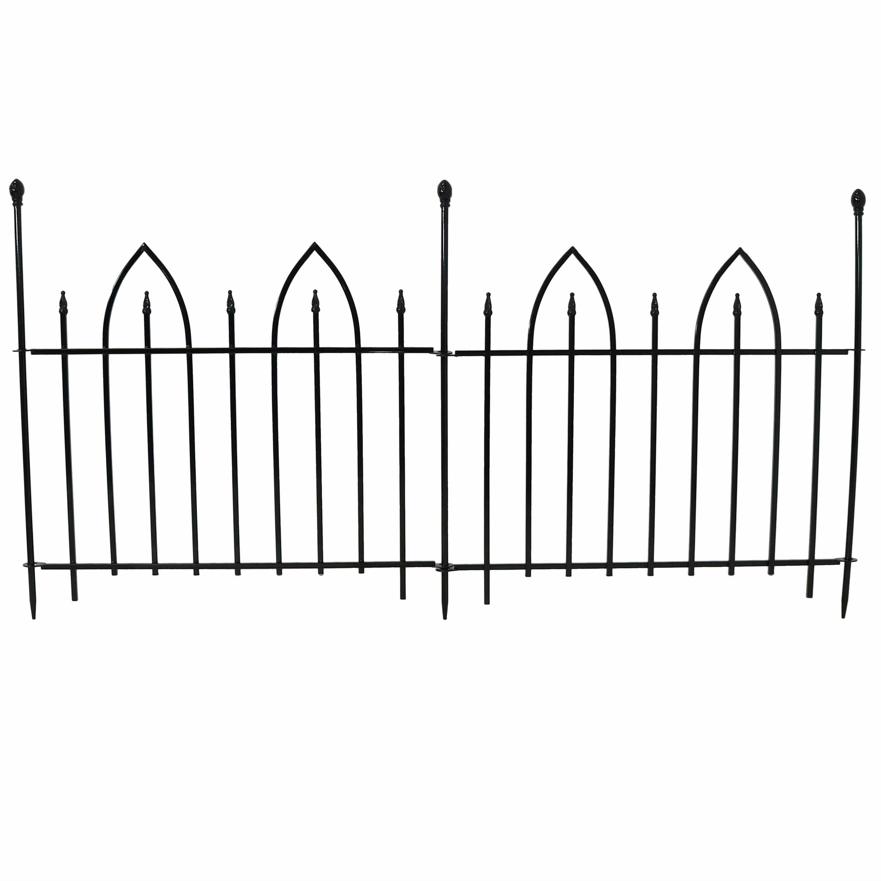 Sunnydaze 2-Piece Gothic Iron Decorative Garden Border Fence - Black