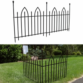 Sunnydaze 2-Piece Gothic Iron Decorative Garden Border Fence - Black decorative outdoor planter box designs