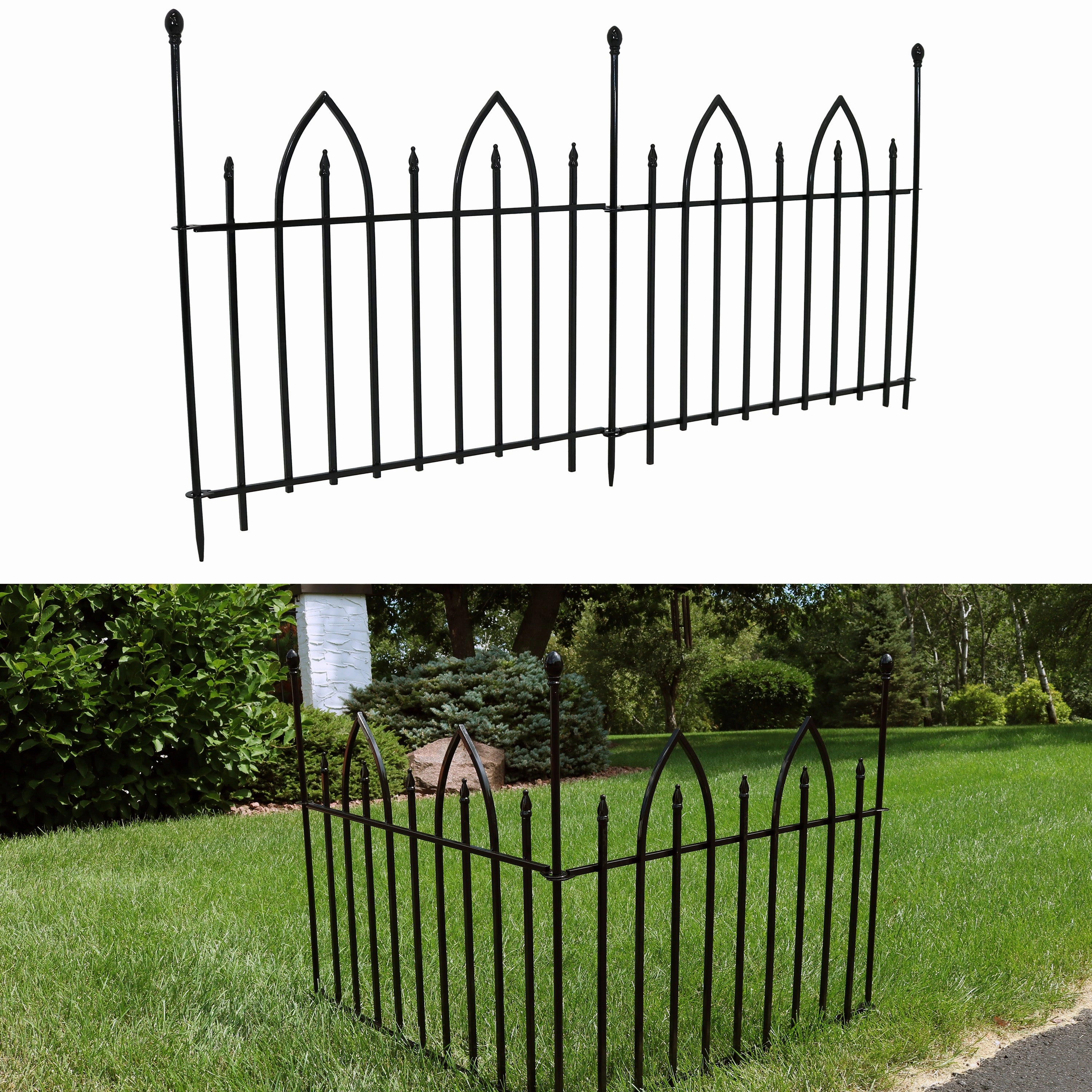 Sunnydaze 2-Piece Gothic Iron Decorative Garden Border Fence - Black decorative outdoor planter box designs