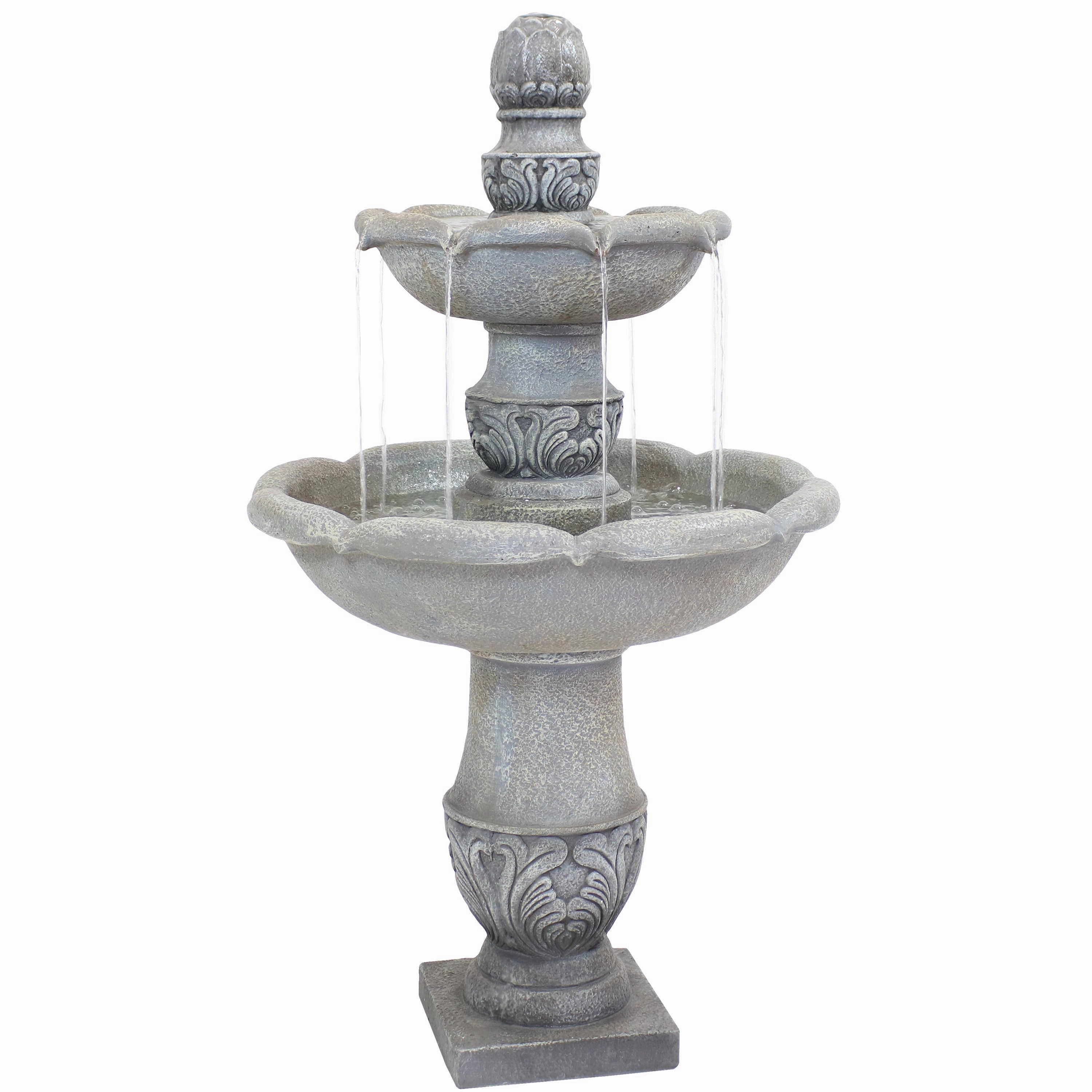 Sunnydaze 2-Tier Outdoor Water Fountain - French Garden Design - 50" - Dusty Grayoutdoor garden water fountain