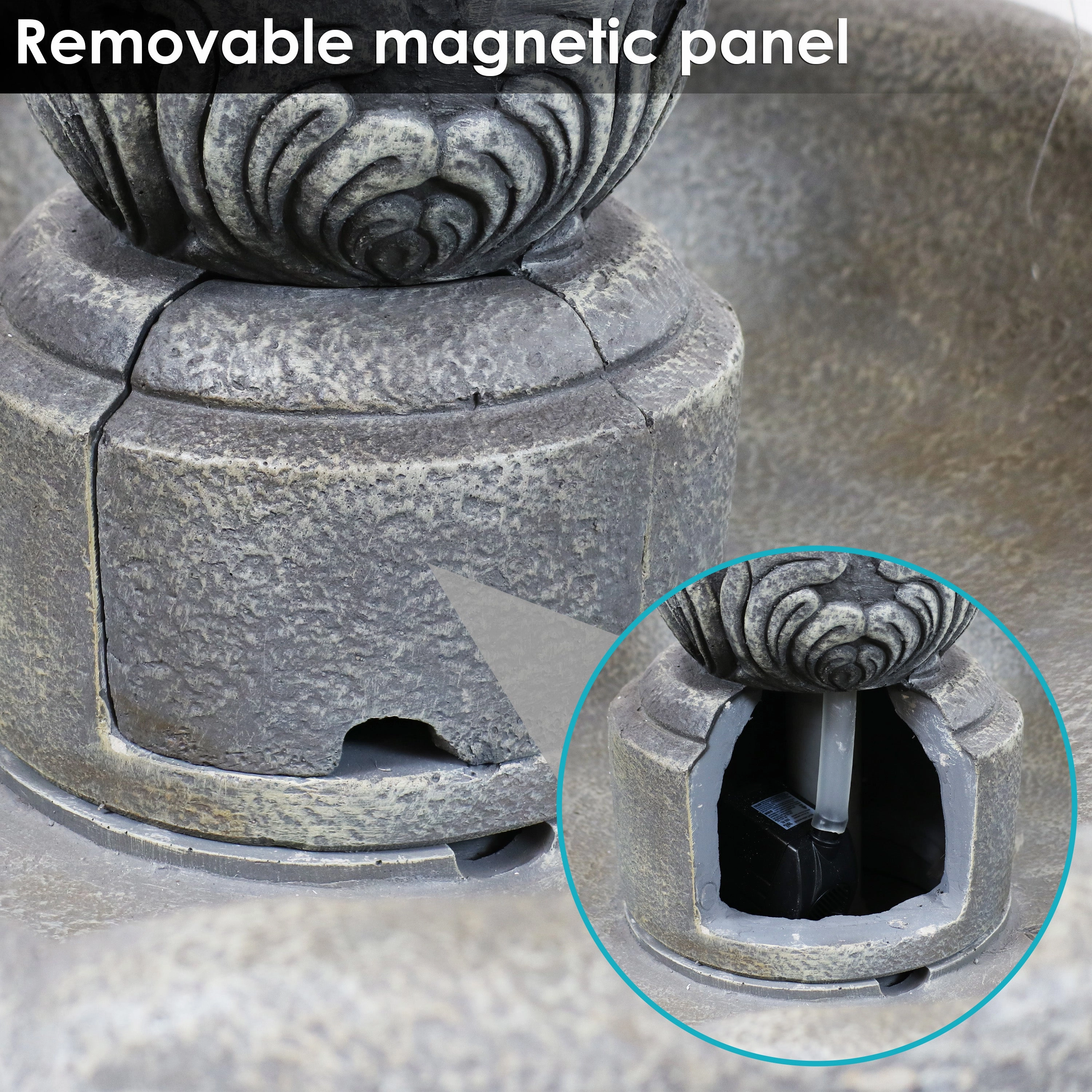 Sunnydaze 2-Tier Outdoor Water Fountain - French Garden Design - 50" - Dusty Gray