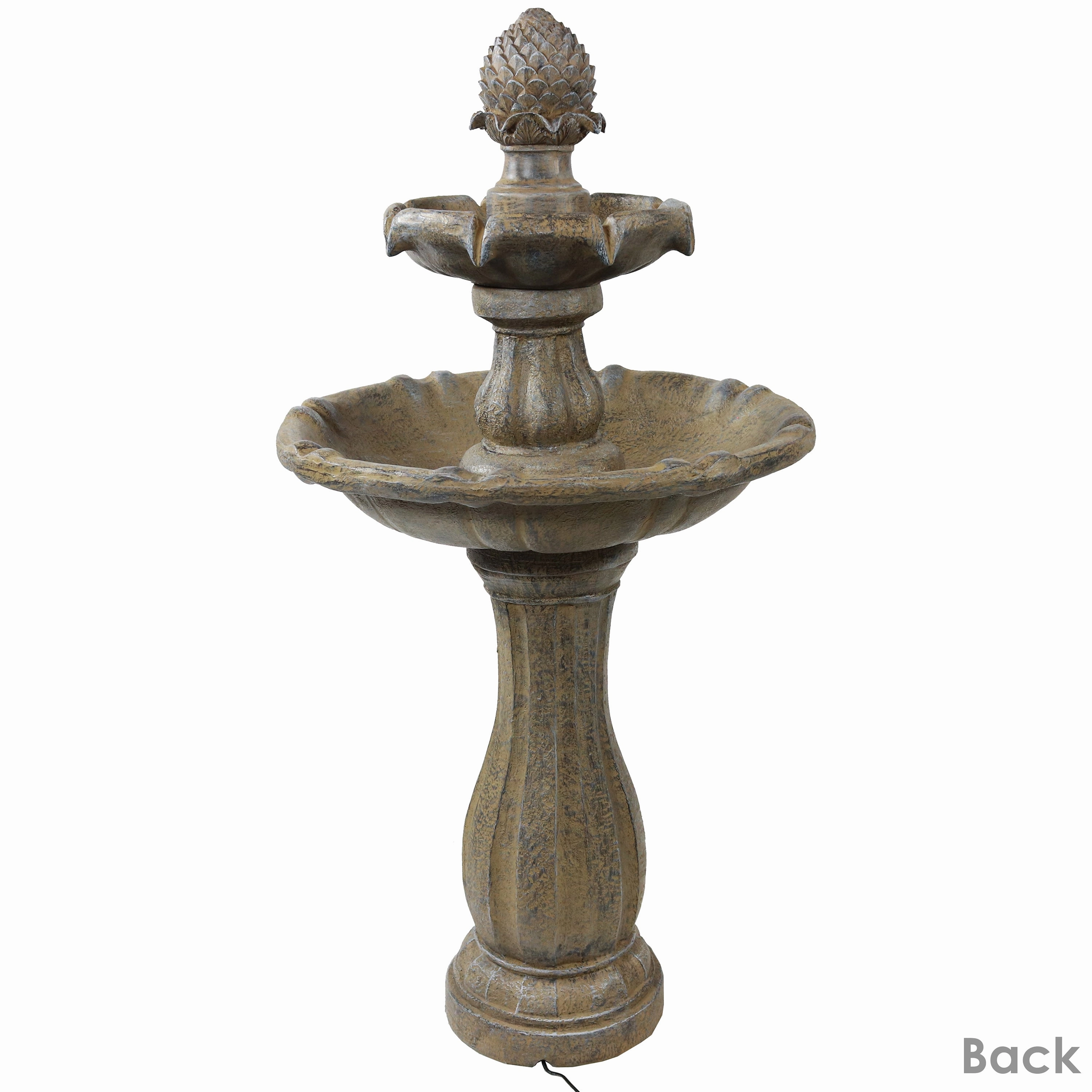 Sunnydaze 2-Tier Pineapple Solar Fountain with Battery Backup - 46" H