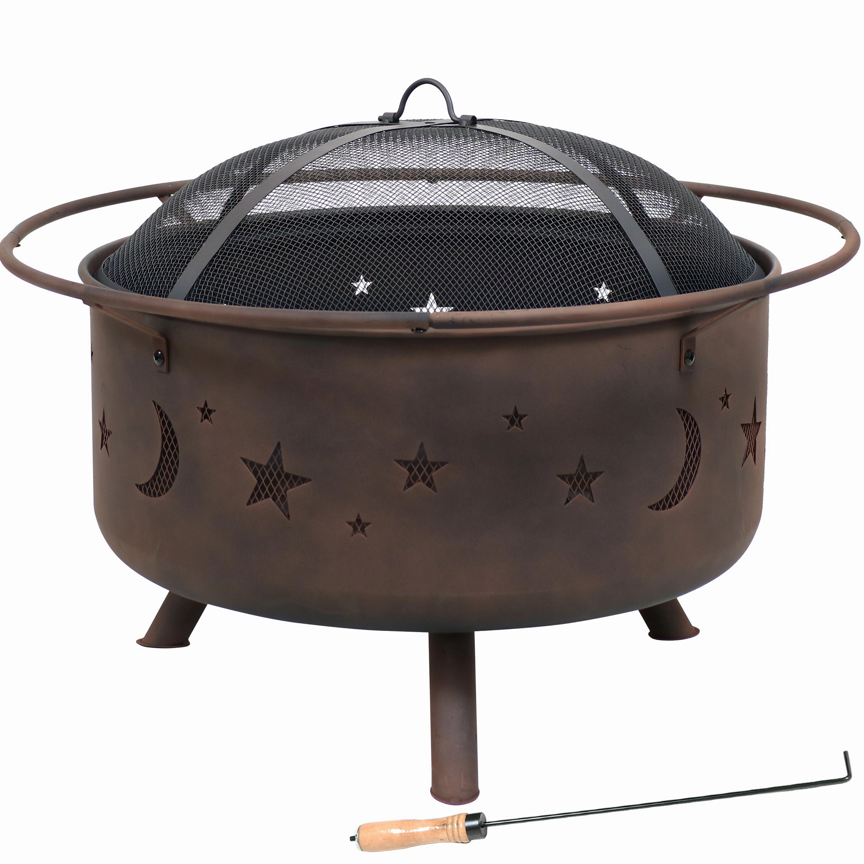 Sunnydaze 30" Cosmic Cooking Fire Pit with Grill Grate & Spark Screen