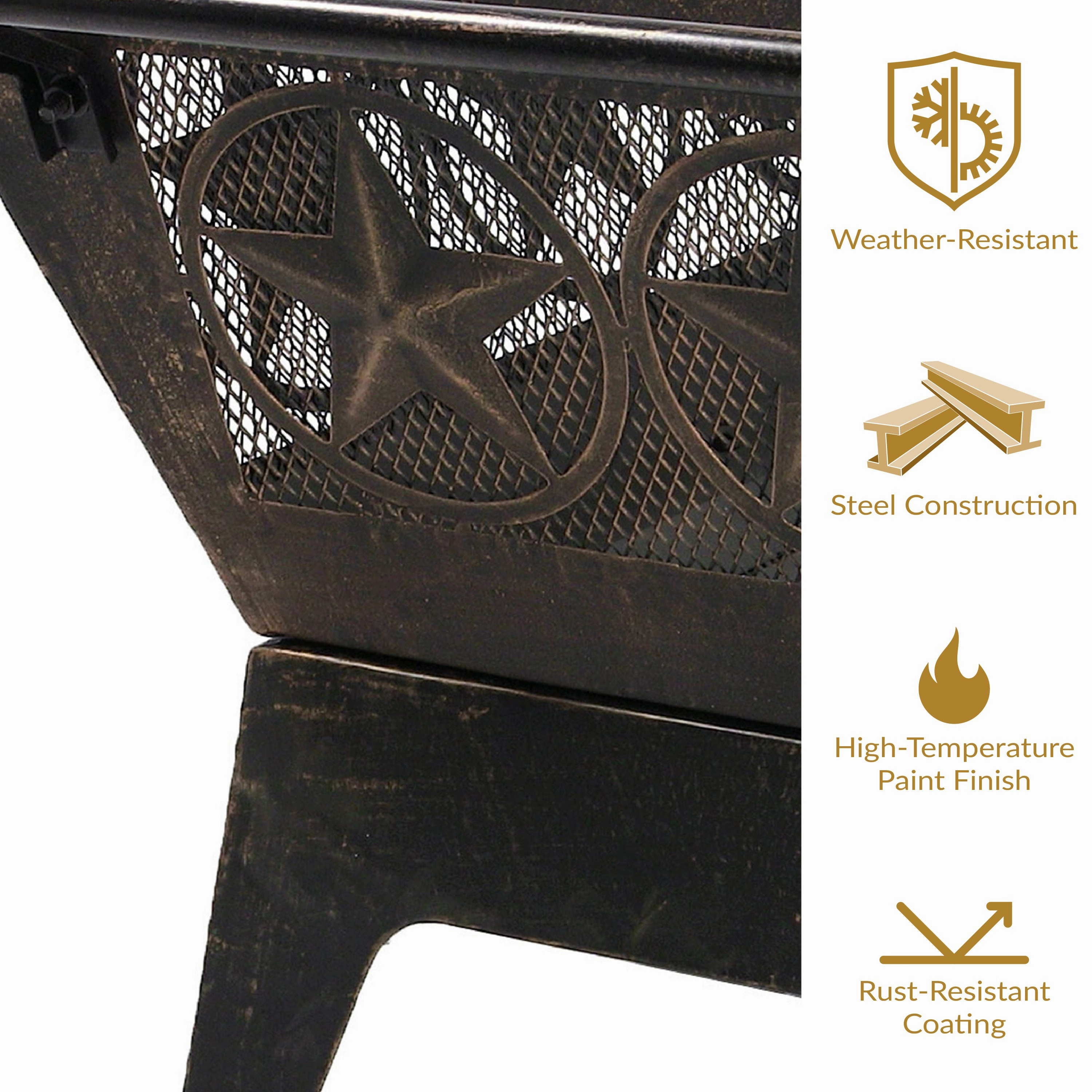 Sunnydaze 32" Northern Galaxy Square Outdoor Fire Pit with Cooking Grate & Spark Screen