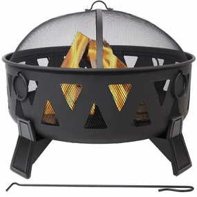 Sunnydaze 34" Nordic-Inspired Steel Fire Pit with Cutoutsportable outdoor fire pit with lid