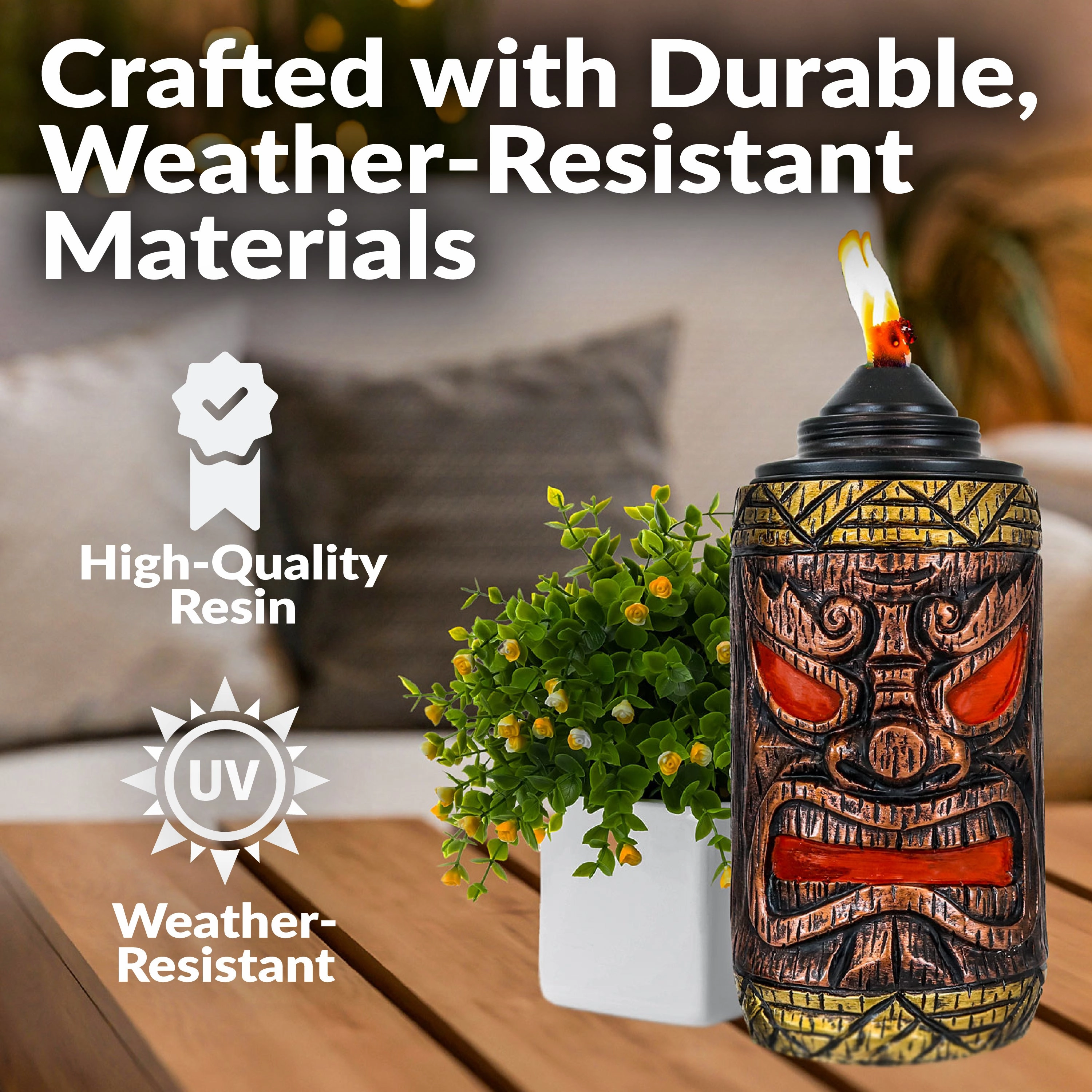 Sunnydaze 3-in-1 Tiki Face Outdoor Patio Torch