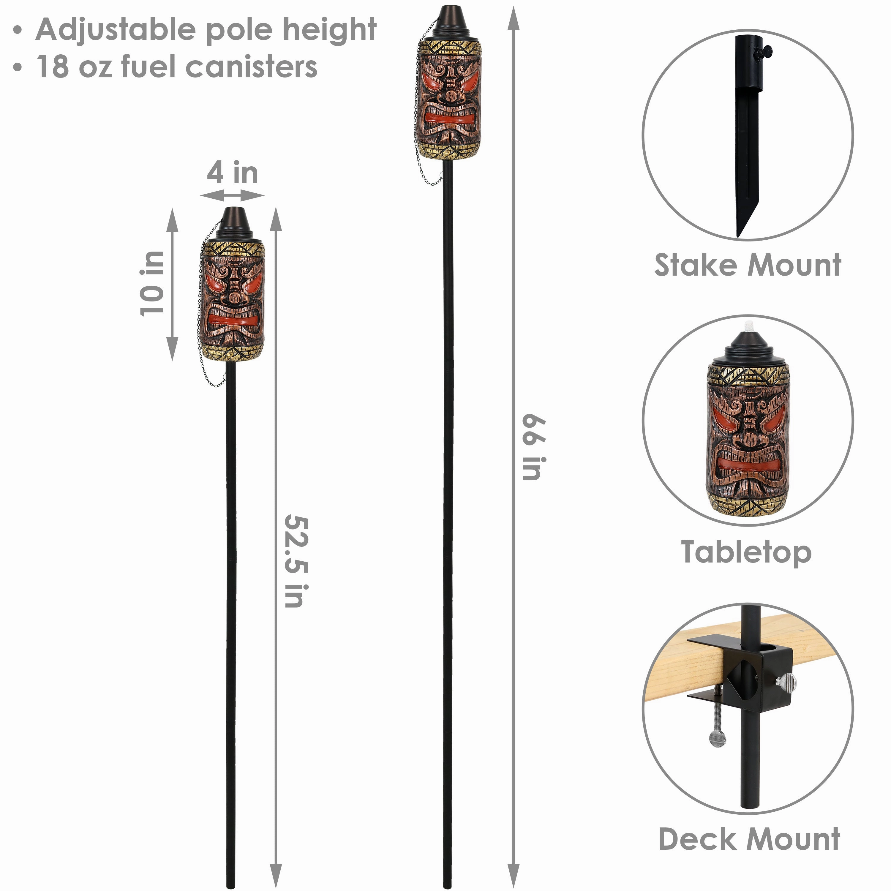 Sunnydaze 3-in-1 Tiki Face Outdoor Patio Torch