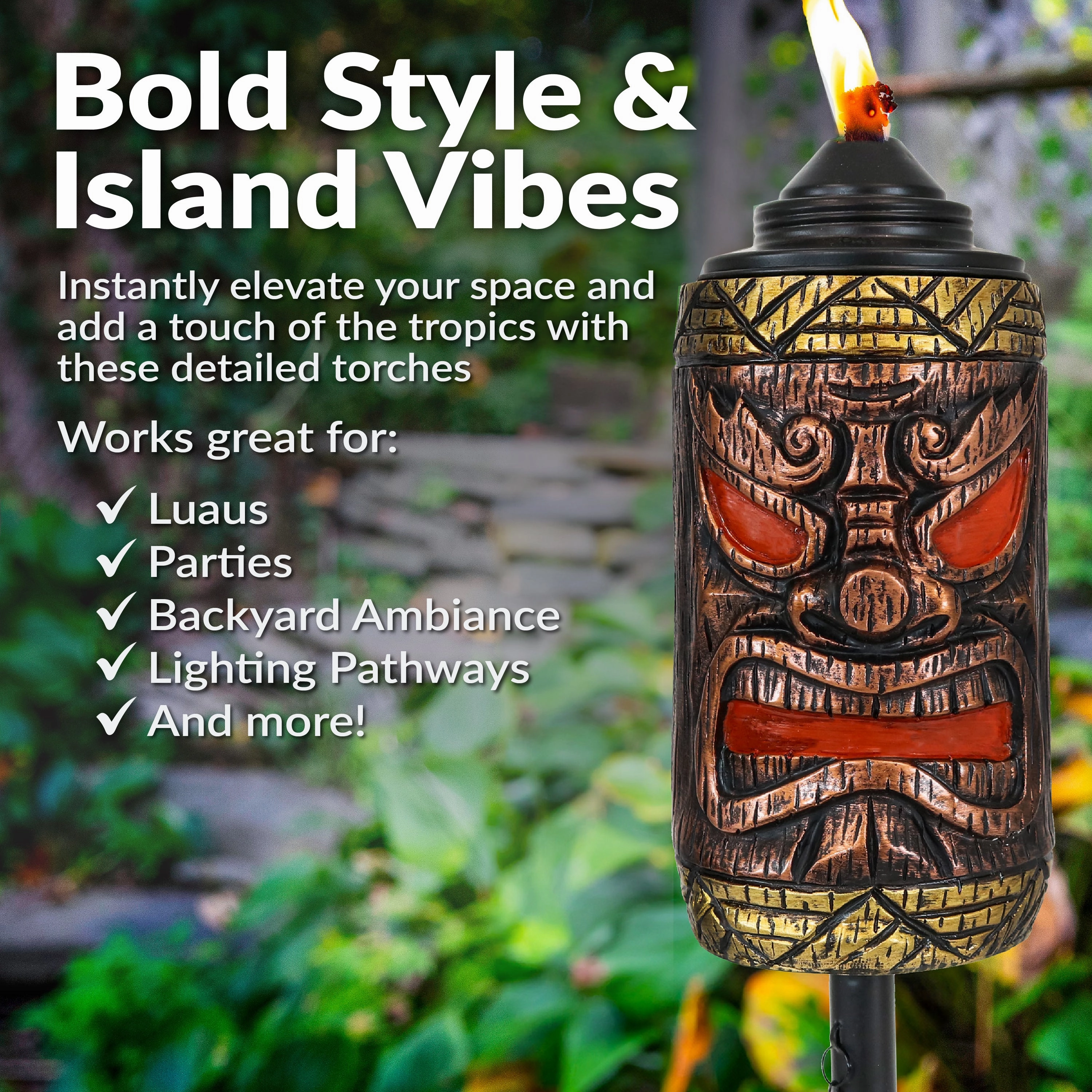 Sunnydaze 3-in-1 Tiki Face Outdoor Patio Torch