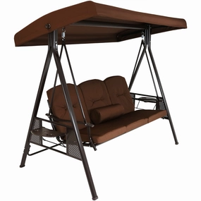 Sunnydaze 3-Person Patio Swing with Adjustable Canopy and Cushionsoutdoor patio furniture set