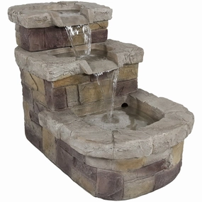 Sunnydaze 3-Tier Brick Steps Outdoor Fountain - 21"outdoor garden water fountain
