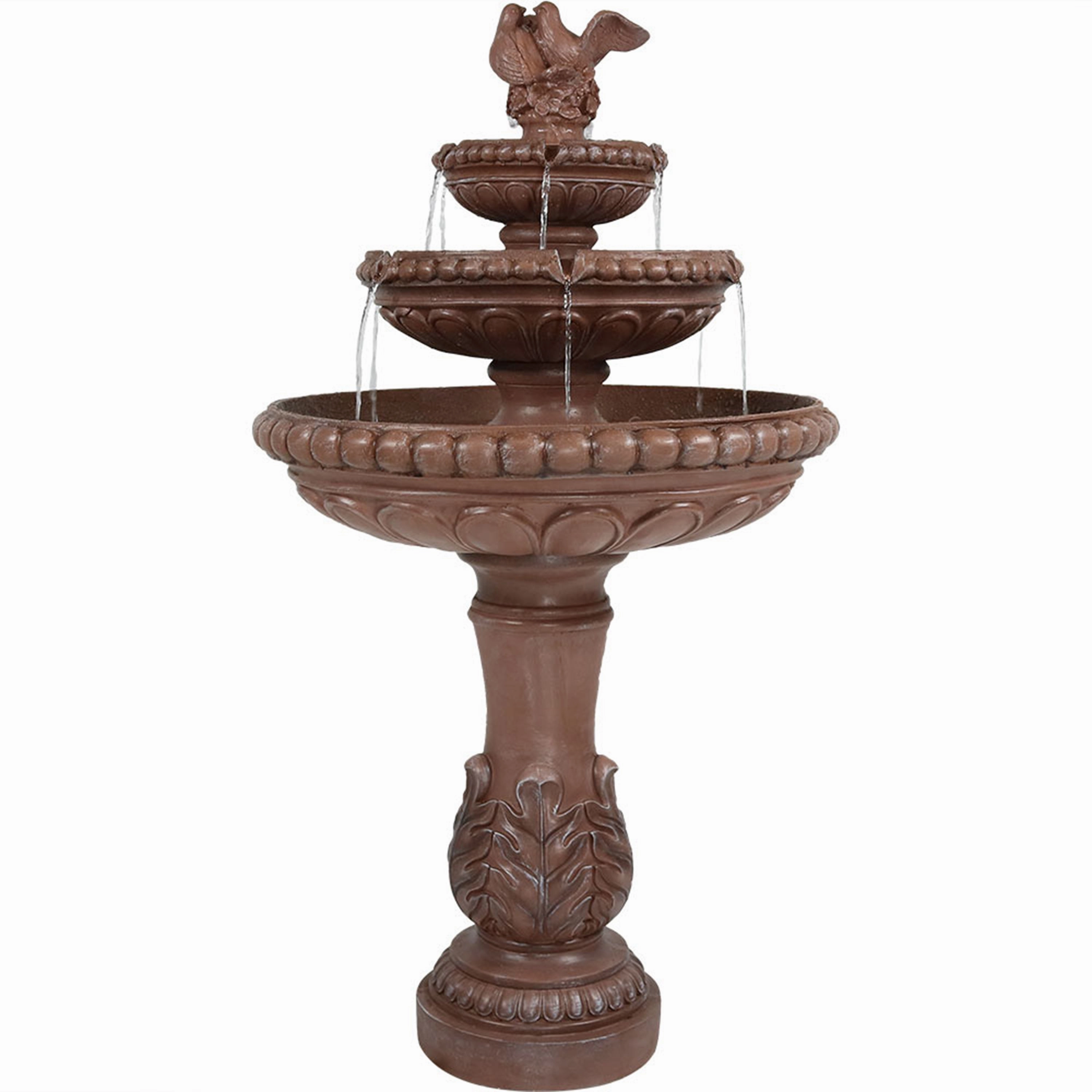 Sunnydaze 3-Tier Dove Pair Outdoor Water Fountain - 43" Houtdoor garden water fountain