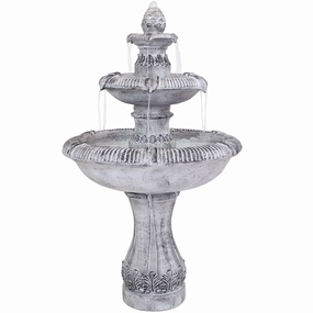 Sunnydaze 3-Tier Outdoor Water Fountain - Mediterranean Reinforced Concrete - 45" - Grayoutdoor garden water fountain