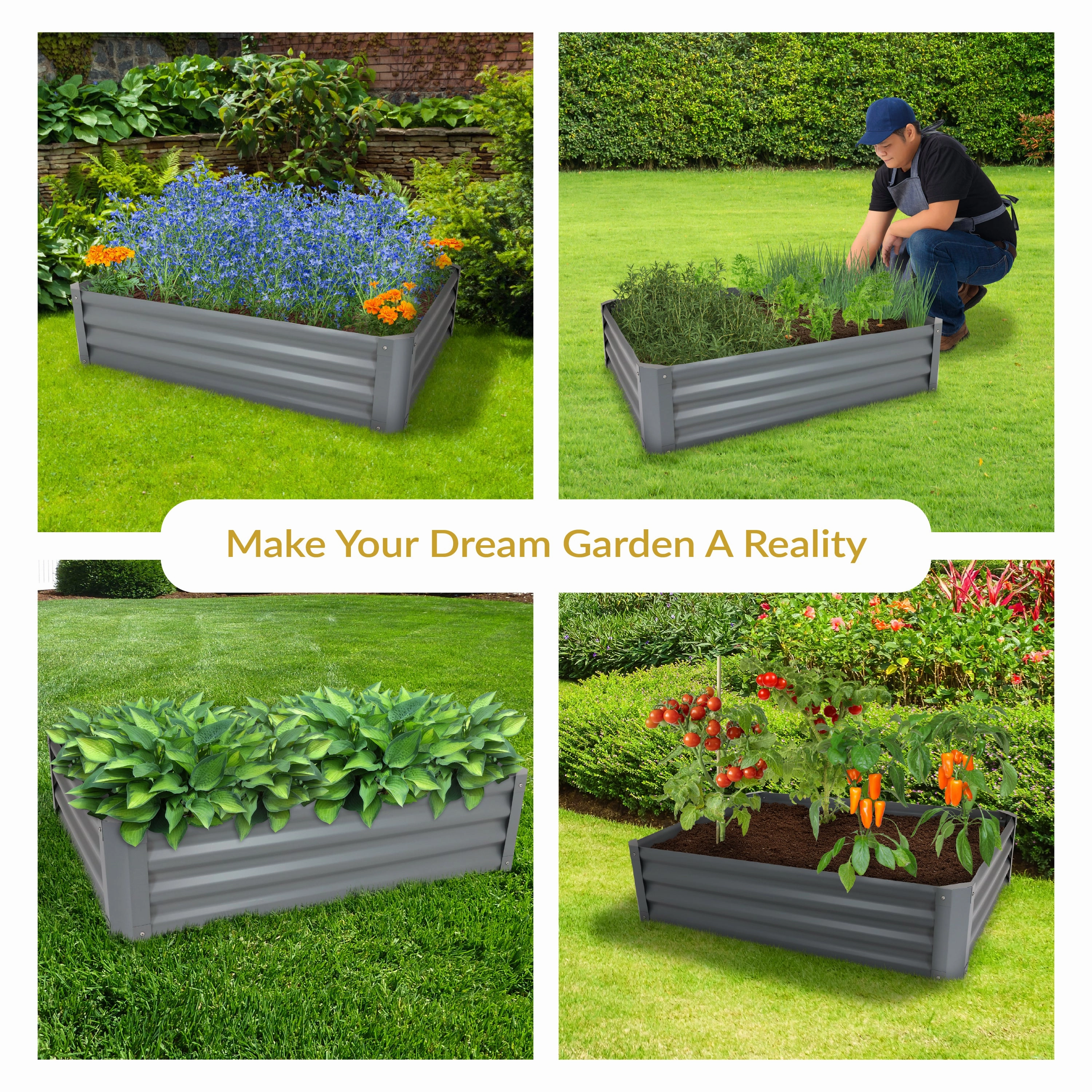Sunnydaze 47" Steel Rectangle Raised Garden Bed