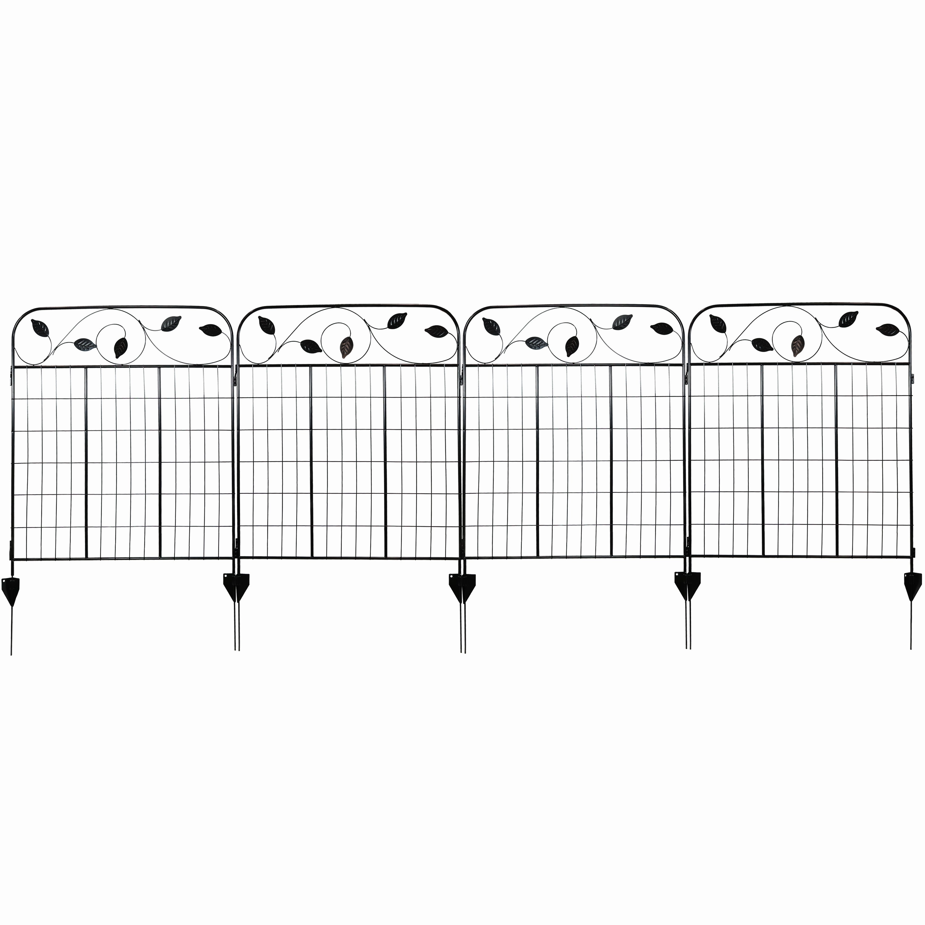 Sunnydaze 4-Piece Winding Vines Garden Fence Panels - 10' Overall
