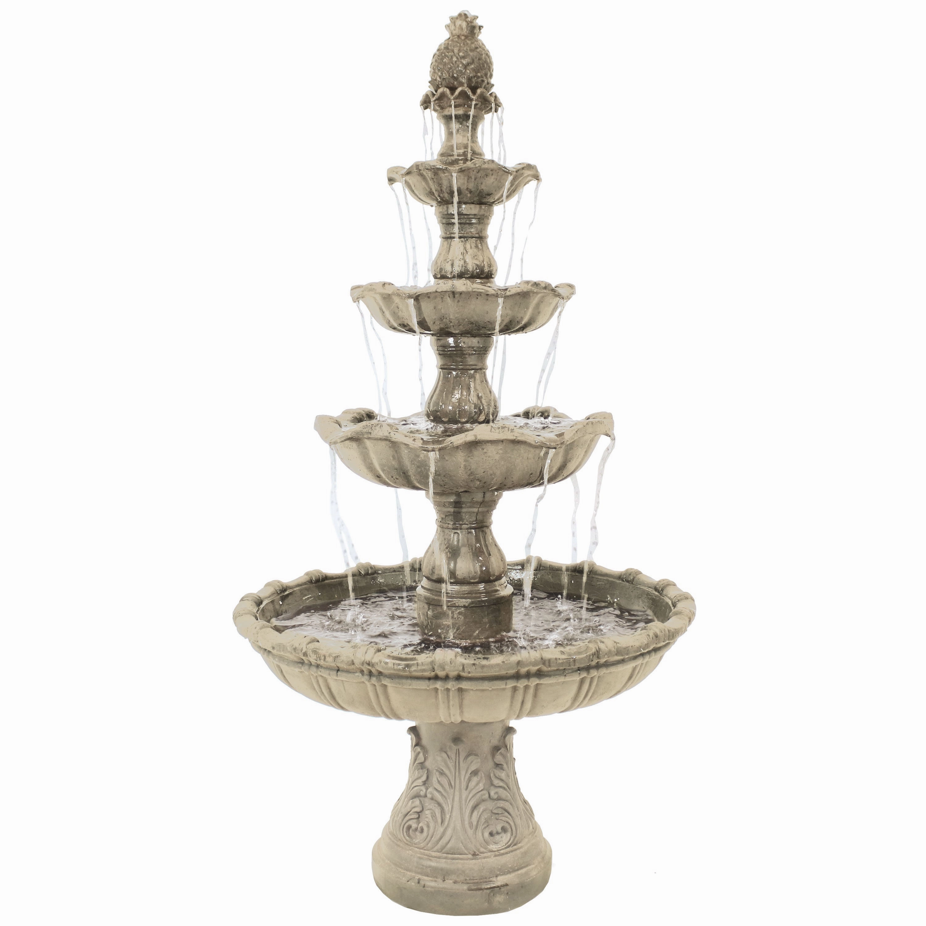 Sunnydaze 4-Tier Grand Courtyard Outdoor Water Fountain - 80" Houtdoor garden water fountain