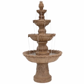 Sunnydaze 4-Tier Pineapple Outdoor Water Fountain - 52" Houtdoor garden water fountain