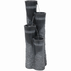 Sunnydaze 4-Tier Staggered Pillars Outdoor Fountain with Lights - 41"outdoor garden water fountain
