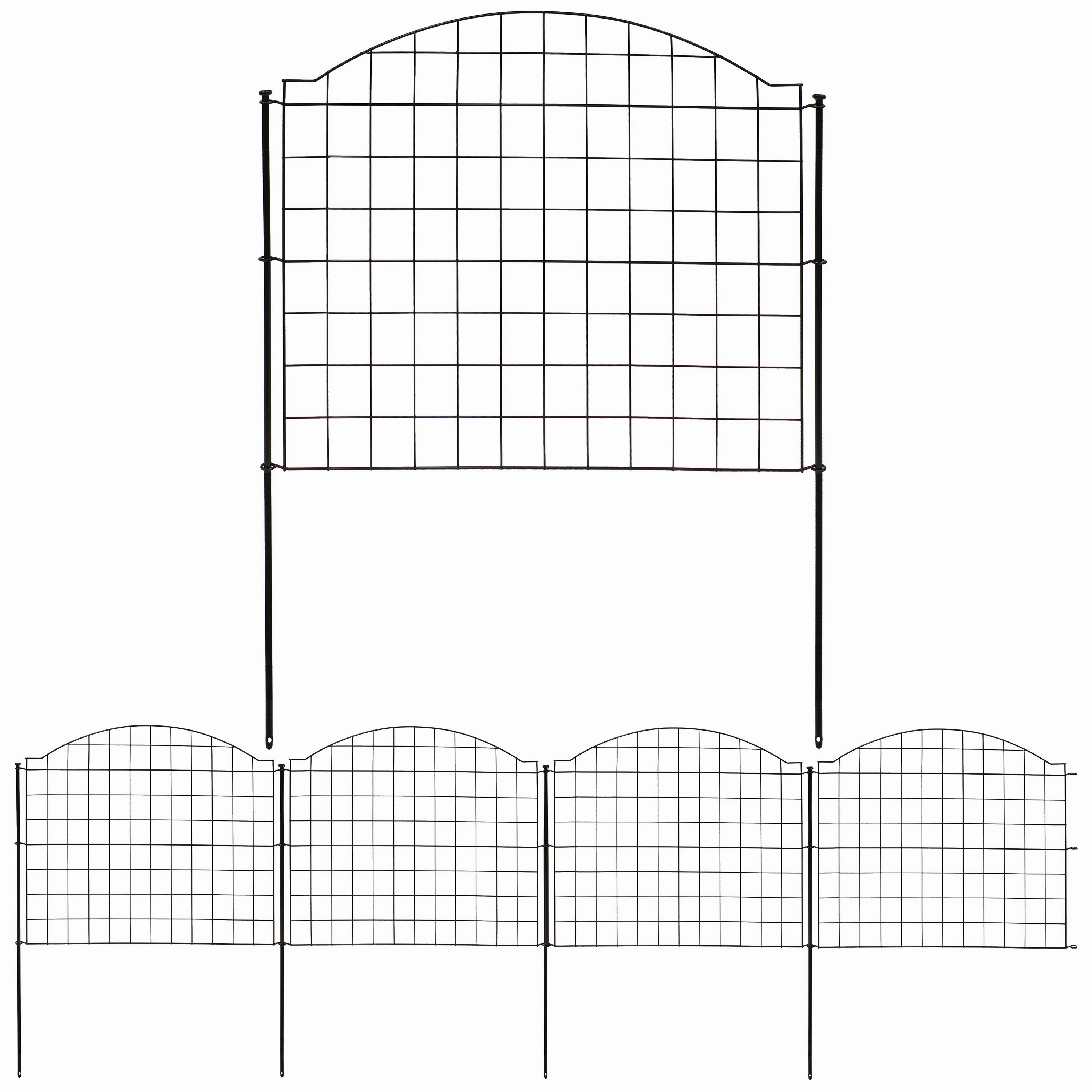 Sunnydaze 5-Piece Arched Grid Steel Decorative Garden Fence Panels - 12.5' Overall decorative outdoor planter box designs