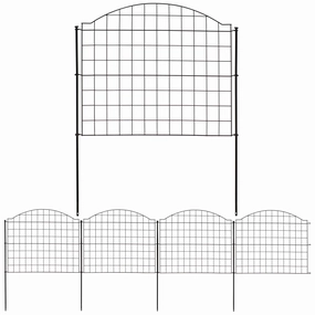 Sunnydaze 5-Piece Arched Grid Steel Decorative Garden Fence Panels - 12.5' Overall decorative outdoor planter box designs