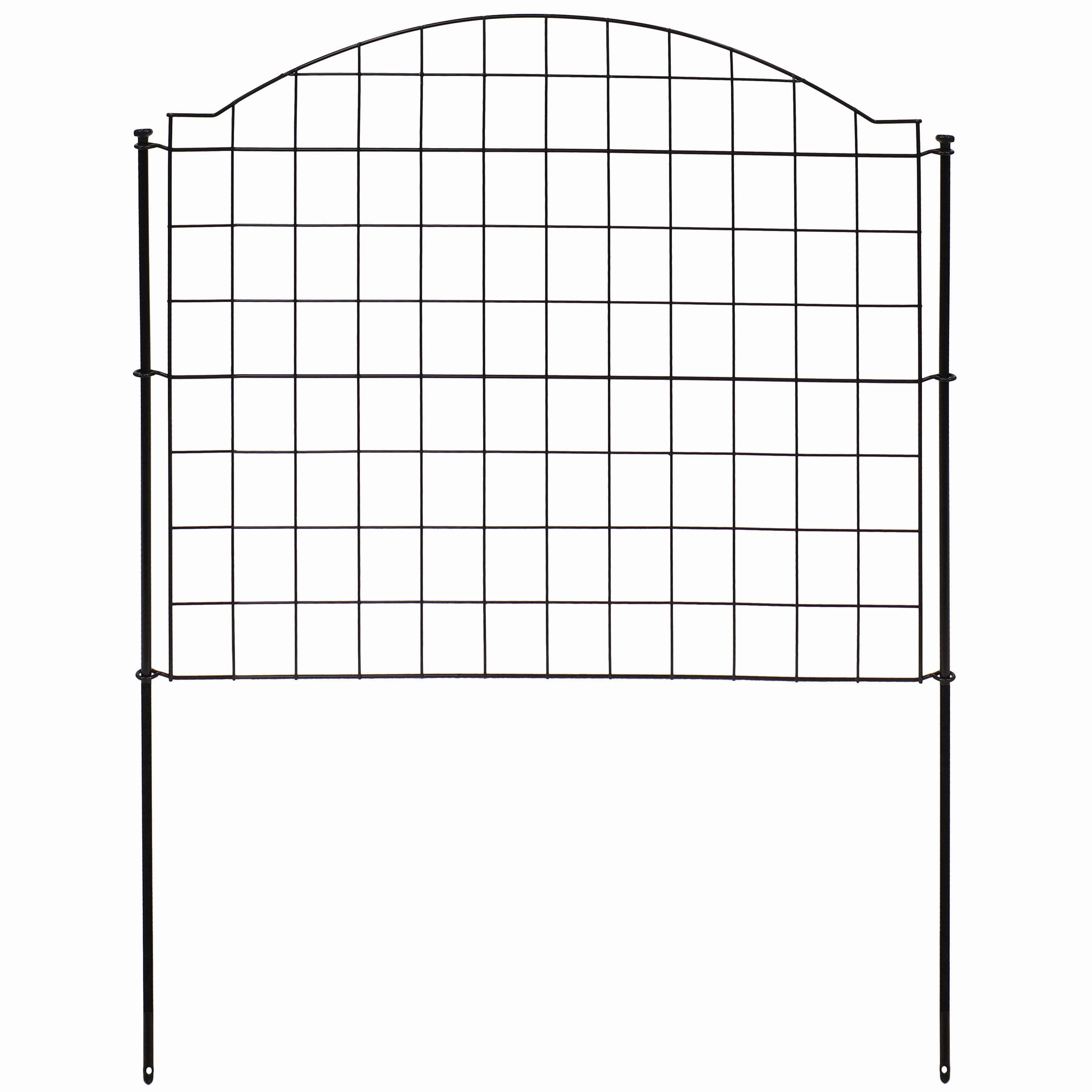 Sunnydaze 5-Piece Arched Grid Steel Decorative Garden Fence Panels - 12.5' Overall