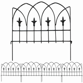 Sunnydaze 5-Piece Bayonne Steel Garden Fence Panels - 8' Overall decorative outdoor planter box designs