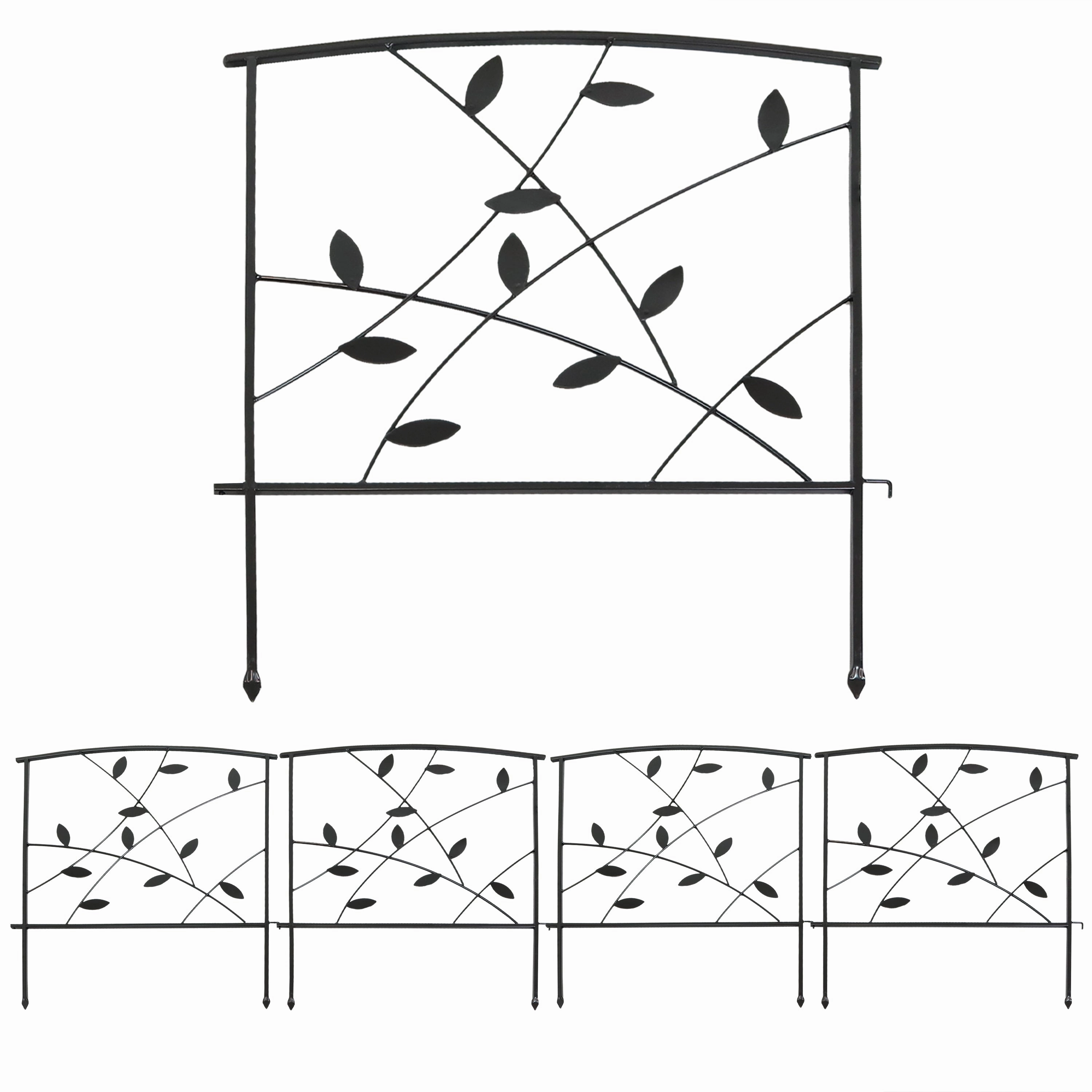Sunnydaze 5-Piece Modern Leaves Metal Garden Fence Panels - 10' Overall decorative outdoor planter box designs