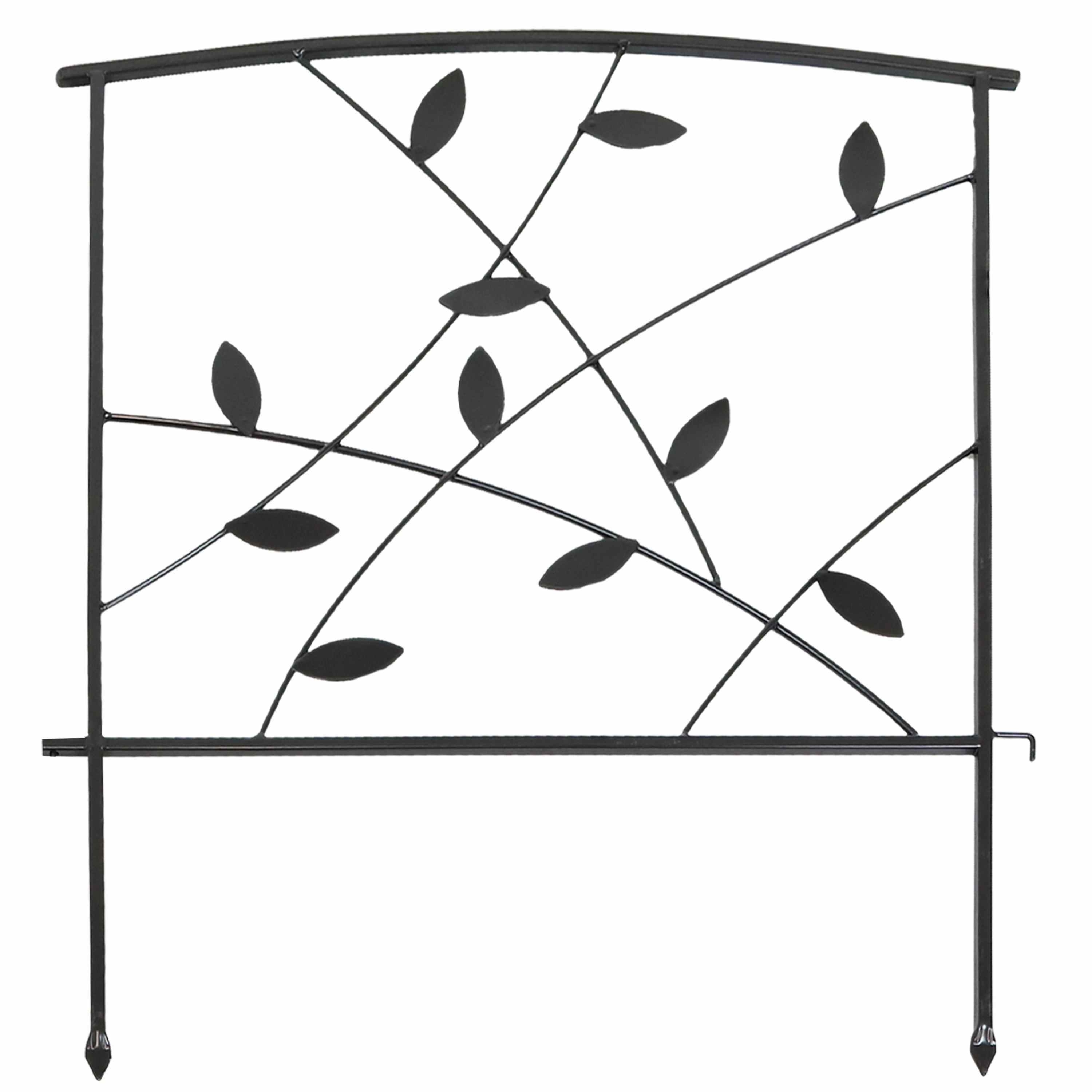 Sunnydaze 5-Piece Modern Leaves Metal Garden Fence Panels - 10' Overall