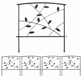Sunnydaze 5-Piece Modern Leaves Metal Garden Fence Panels - 10' Overall decorative outdoor planter box designs