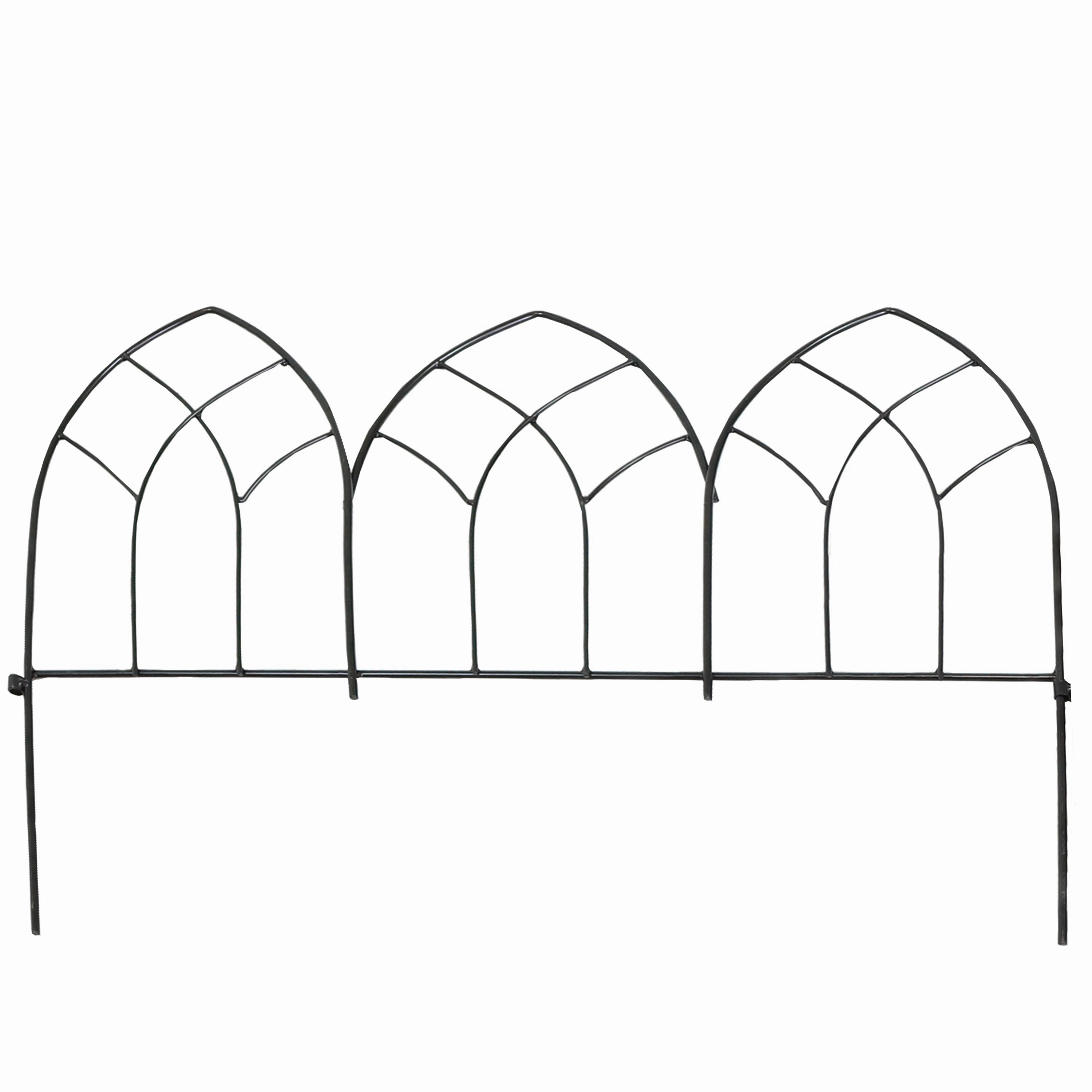 Sunnydaze 5-Piece Narbonne Steel Garden Fence Panels - 9' Overall