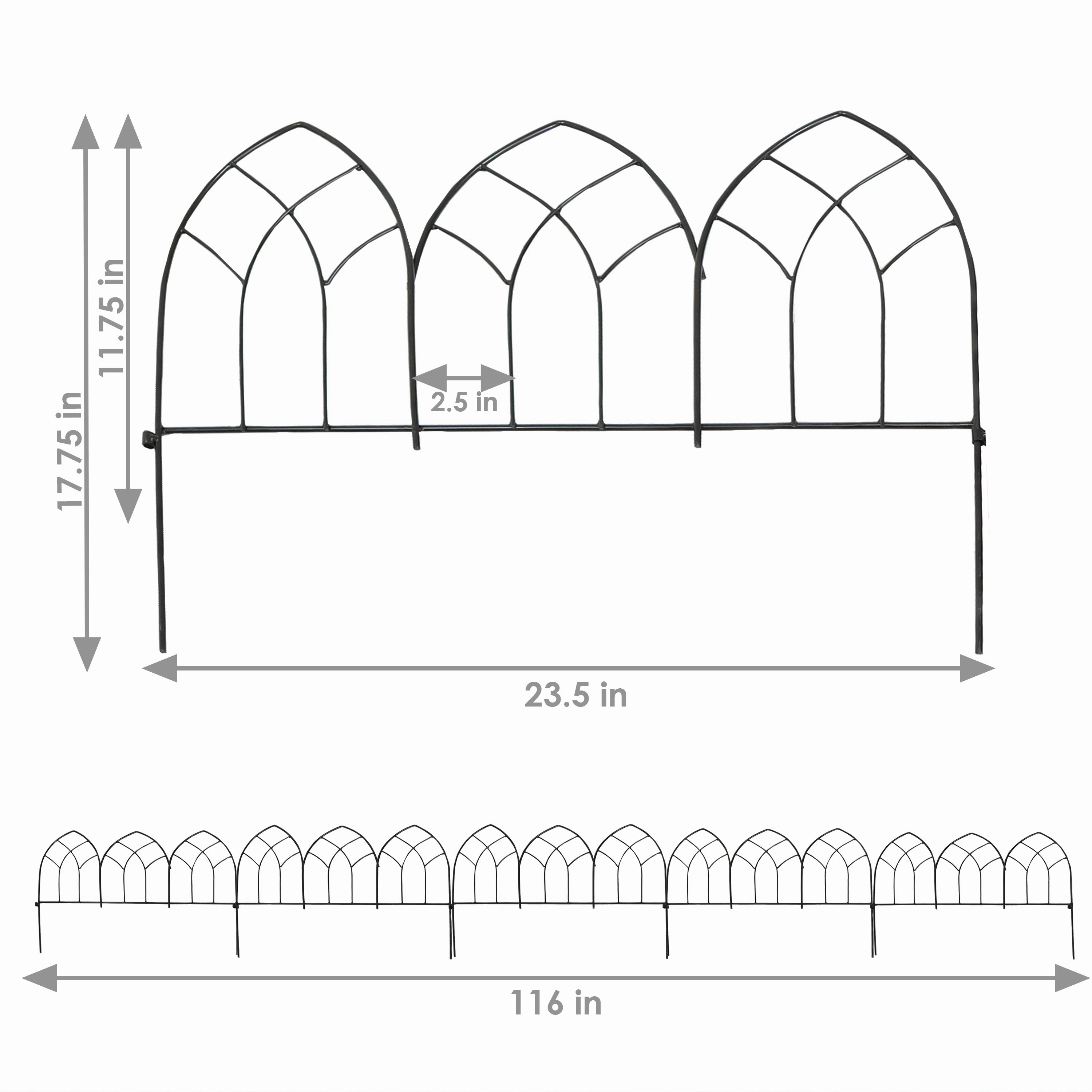 Sunnydaze 5-Piece Narbonne Steel Garden Fence Panels - 9' Overall